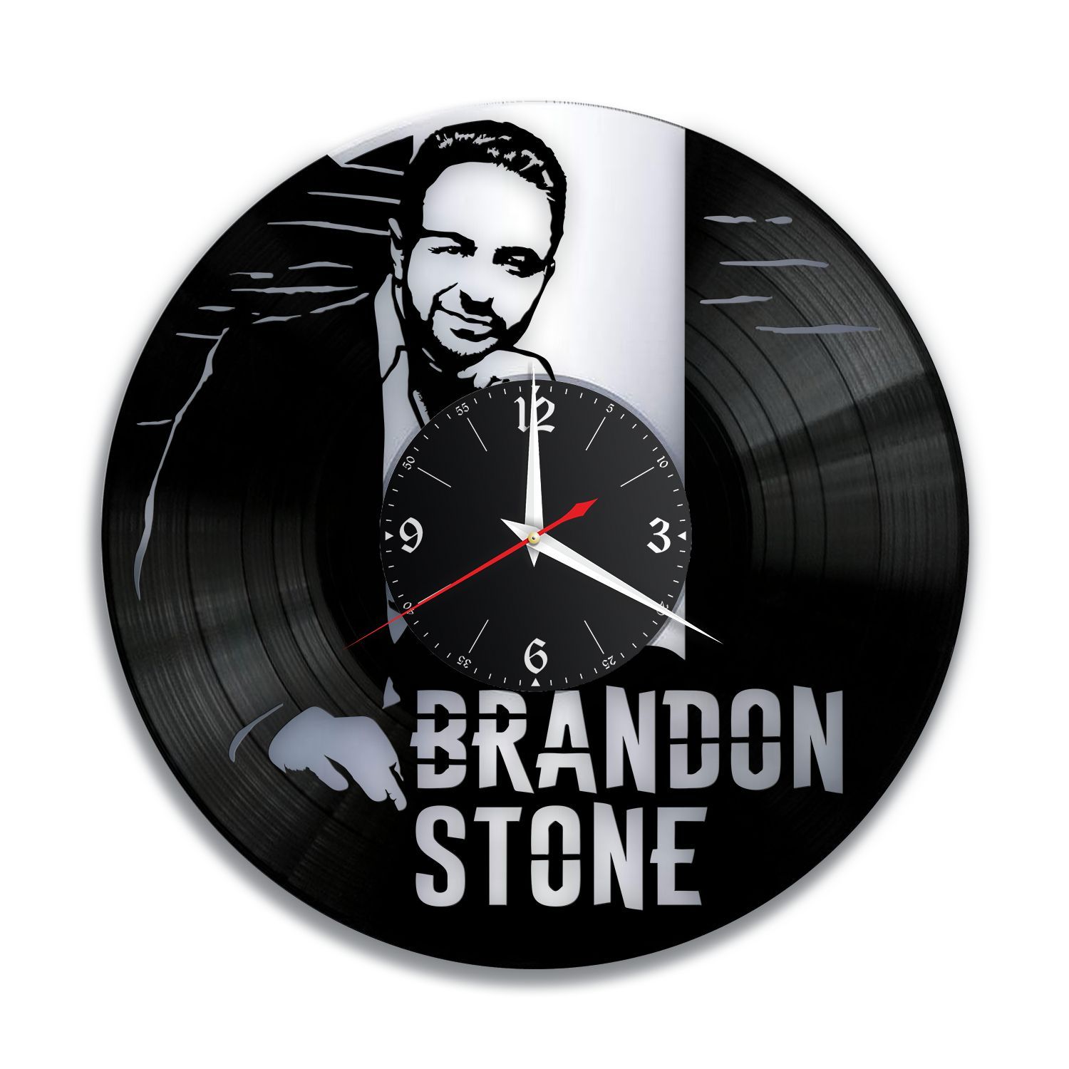 Часы настенные "Брендон Стоун (Brandon Stone), серебро" из винила, №1 VC-12206-2