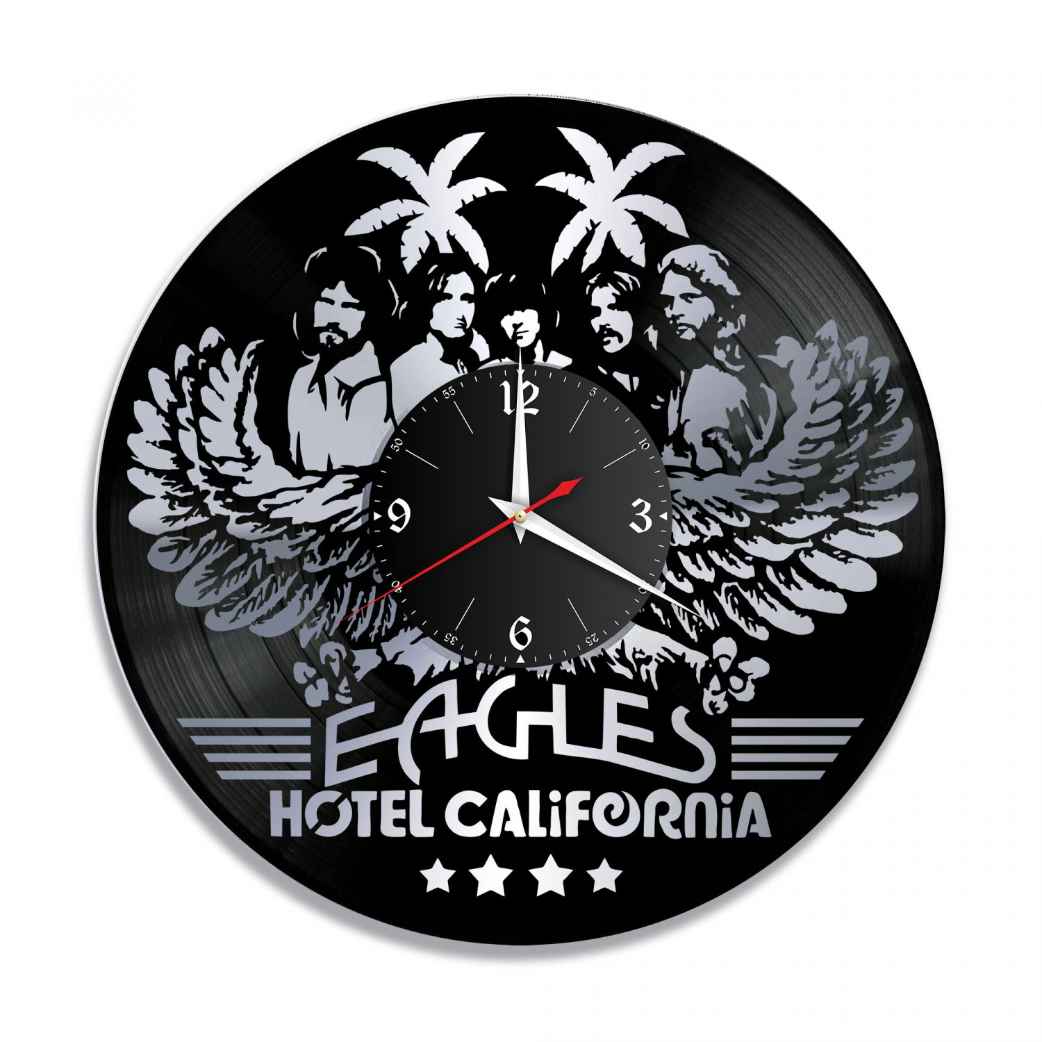 Часы настенные "группа Eagles, серебро" из винила, №1 VC-10917-2
