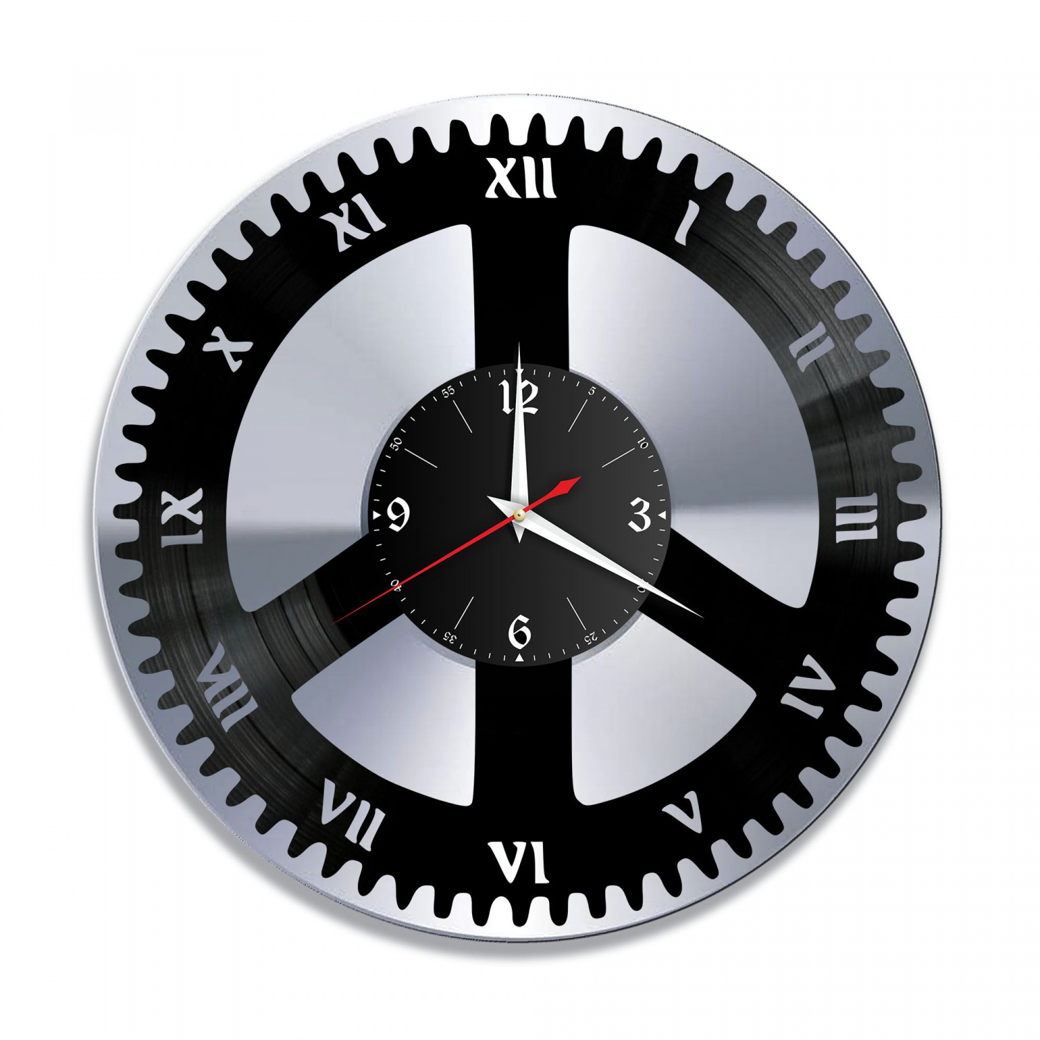 Часы настенные "Машина Времени, серебро" из винила, №3 VC-10055-2