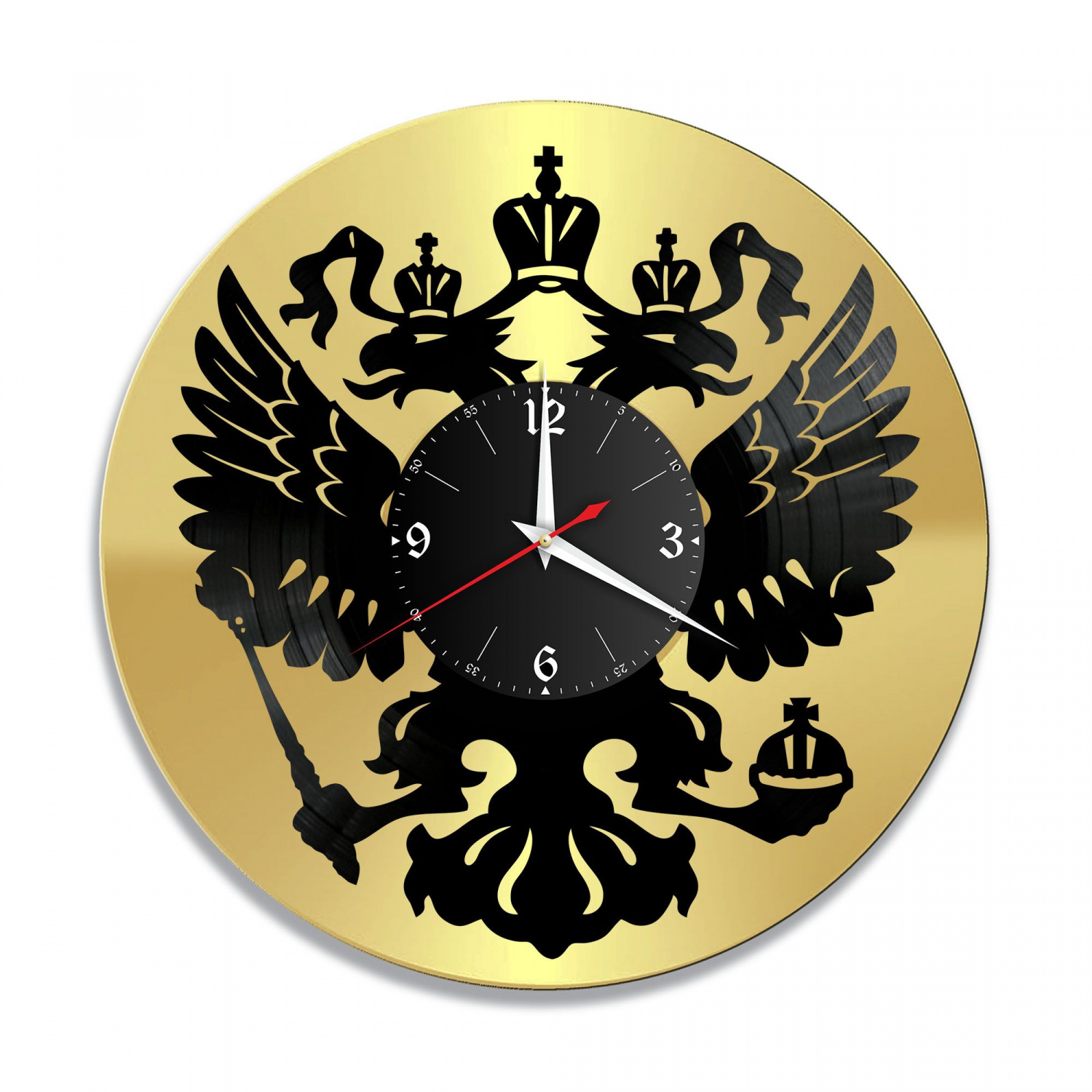 Часы настенные "Герб России, золото" из винила, №1 VC-10495-1