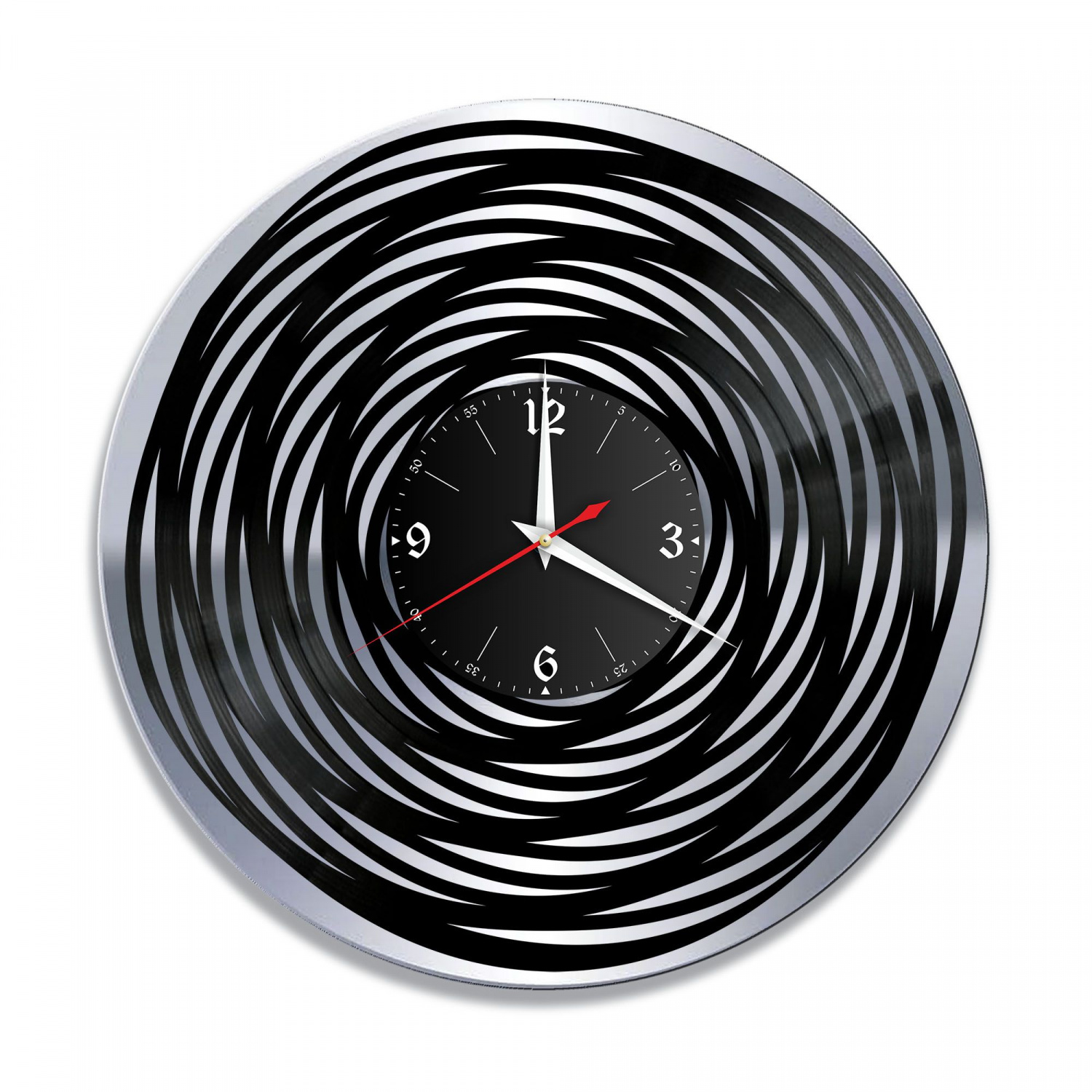 Часы настенные "Спираль, серебро" из винила, №1 VC-12050-2