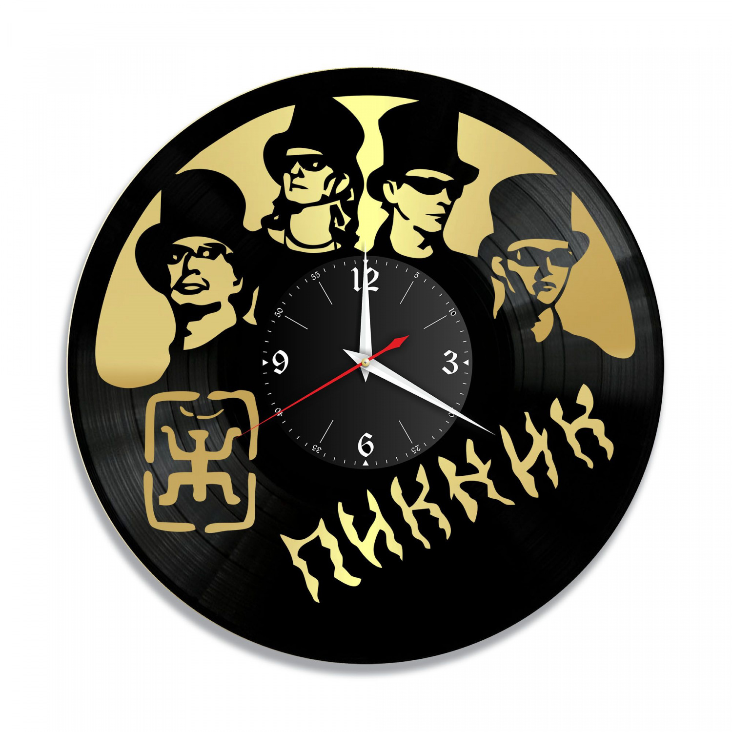 Часы настенные "Пикник, золото" из винила, №2 VC-10061-1