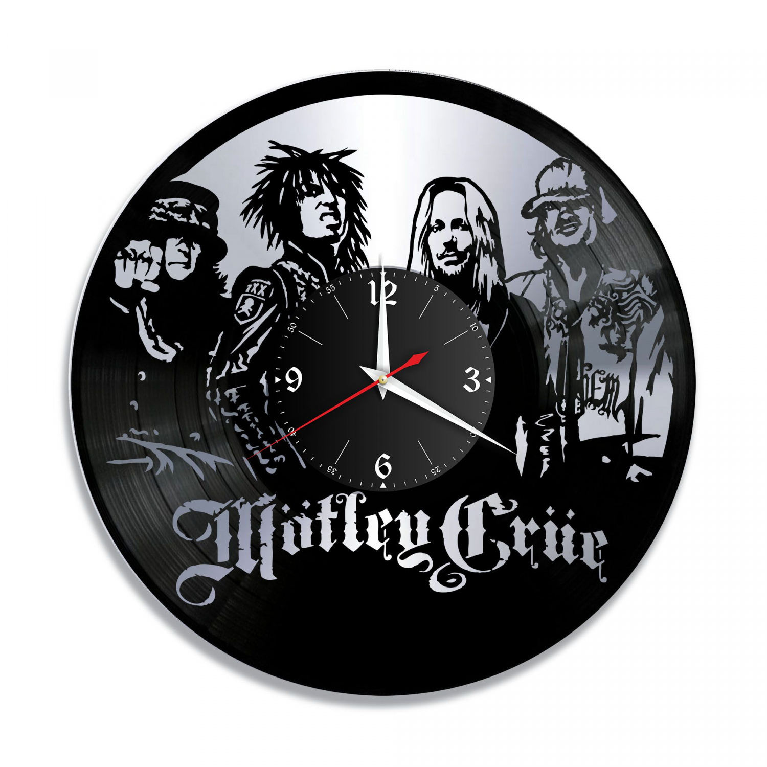Часы настенные "группа Motley Crue, серебро" из винила, №1 VC-10823-2