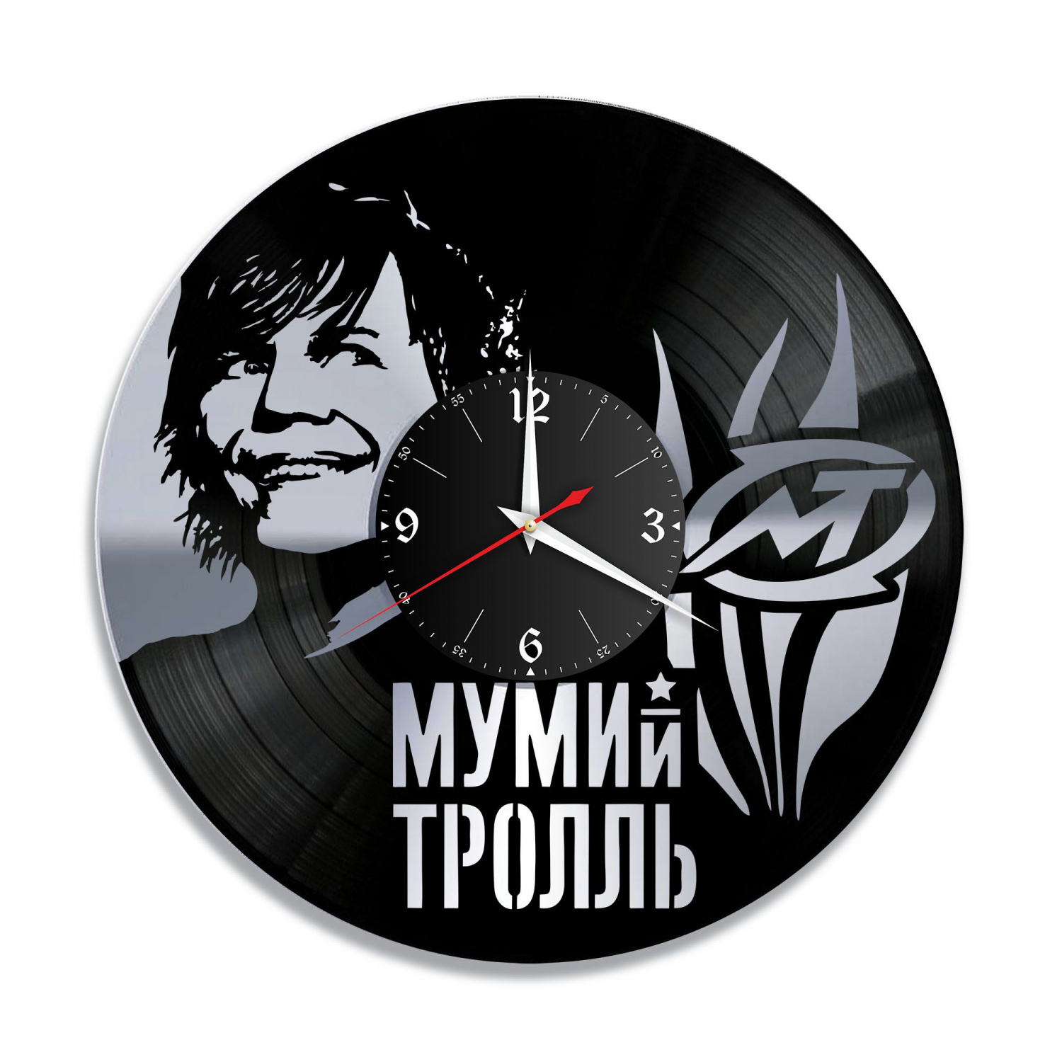 Часы настенные "Мумий Тролль, серебро" из винила, №2 VC-10896-2
