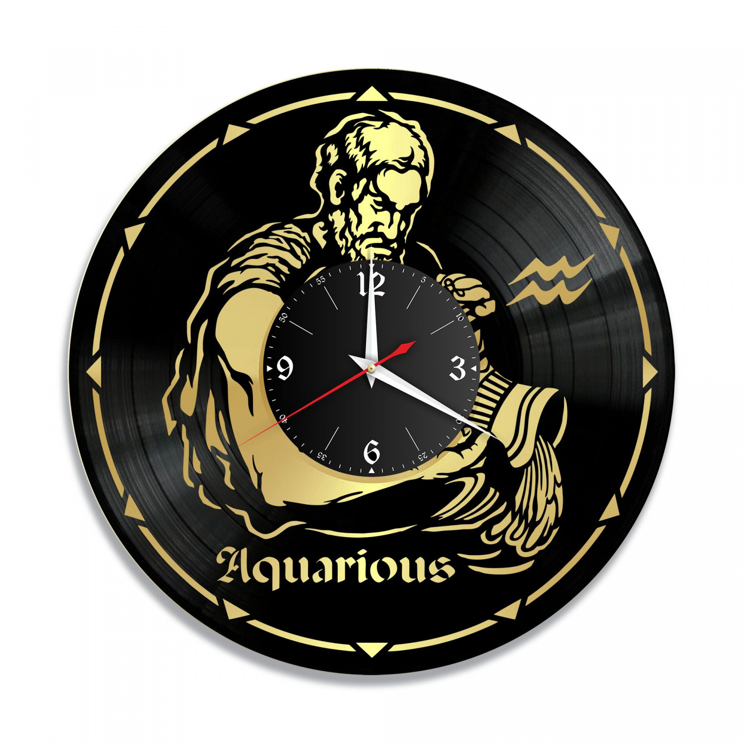 Часы настенные "Знаки Зодиака (Водолей), золото" из винила, №11 VC-10388-1