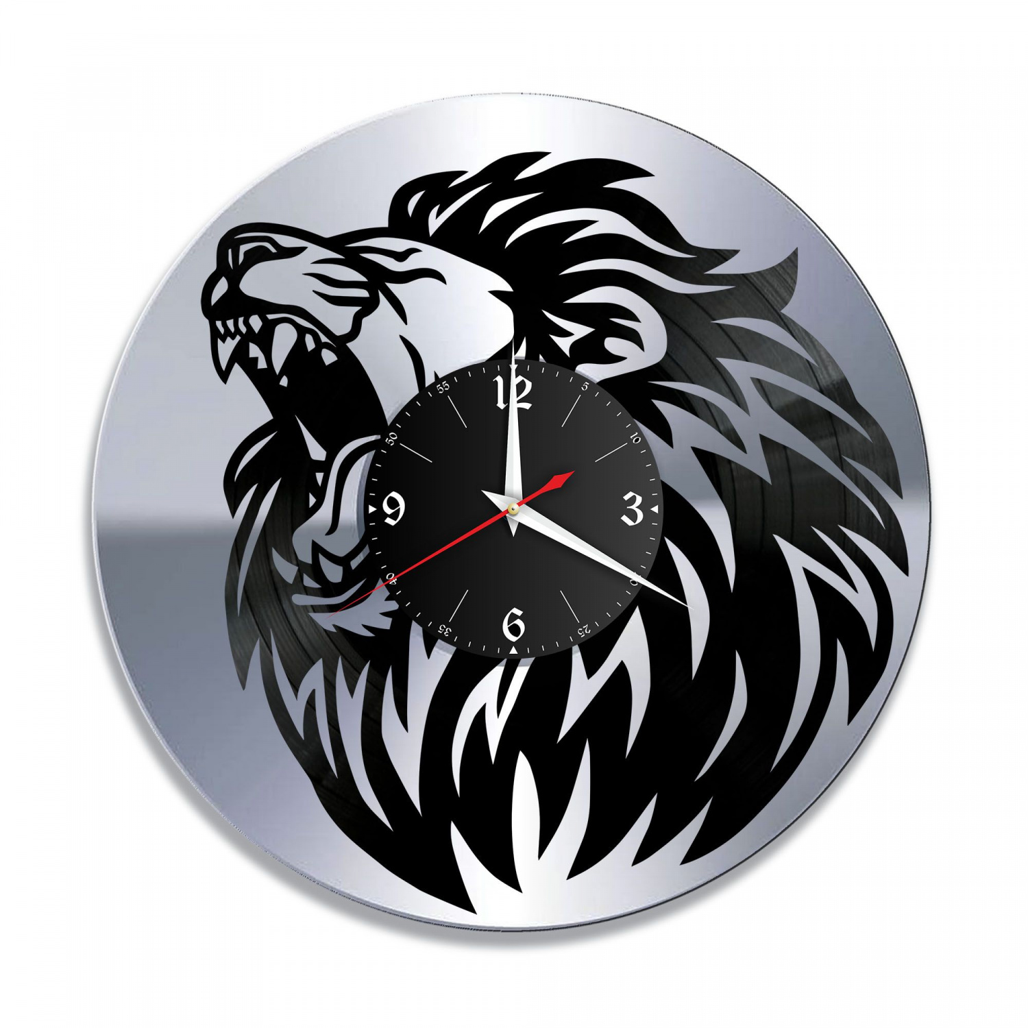 Часы настенные "Лев, серебро" из винила, №1 VC-10717-2