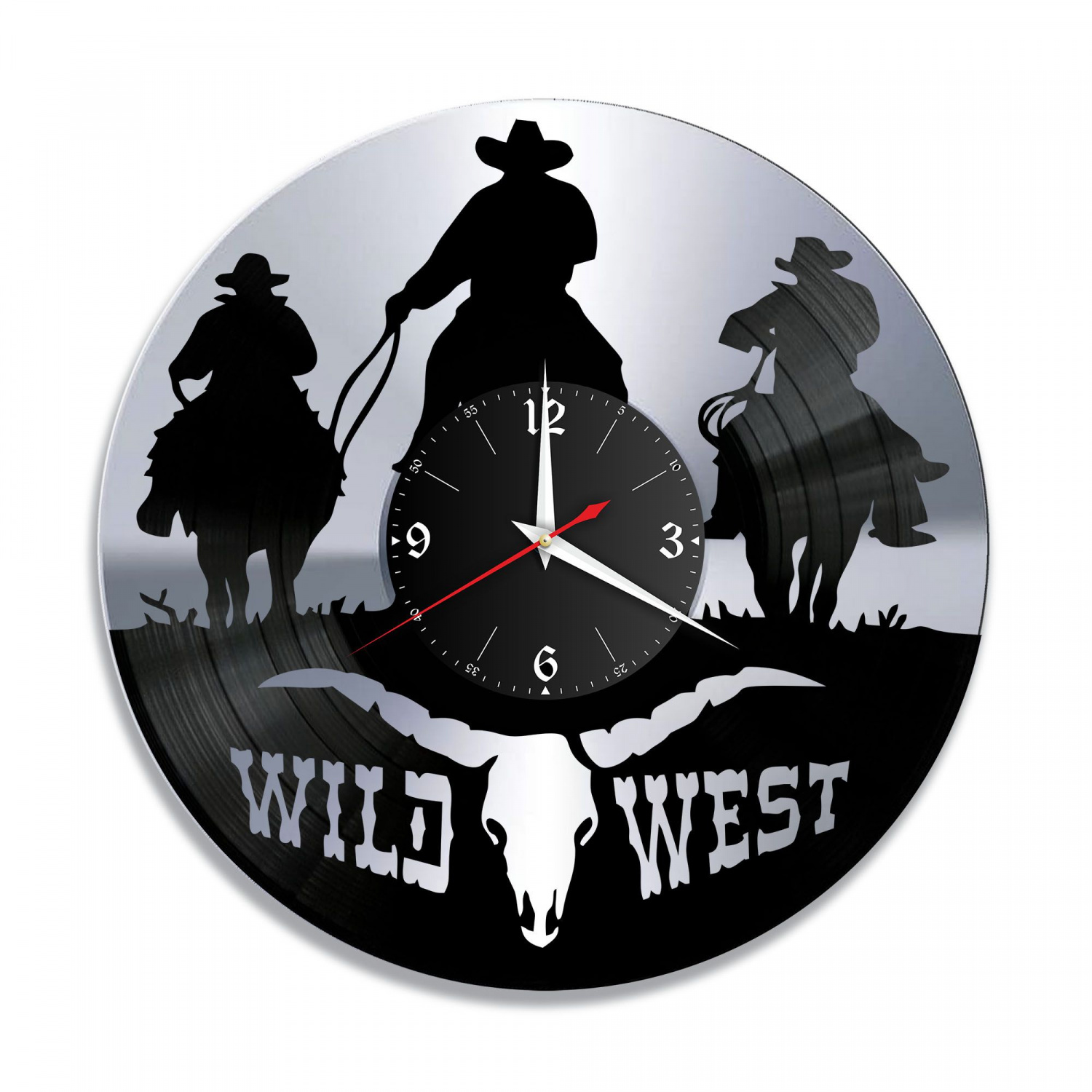 Часы настенные "Дикий Запад, серебро" из винила, №1 VC-10361-2