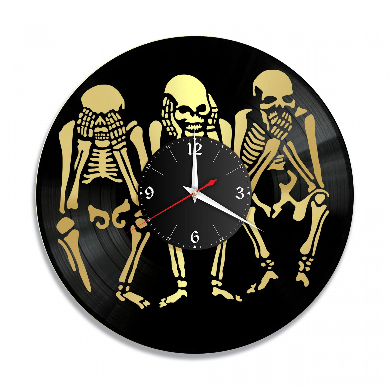 Часы настенные "Скелеты, золото" из винила, №1 VC-10797-1