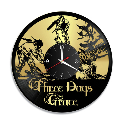 Часы настенные "группа Three Days Grace, золото" из винила, №1