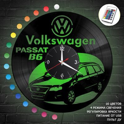 Часы с подсветкой "Volkswagen Passat B6" из винила, №7