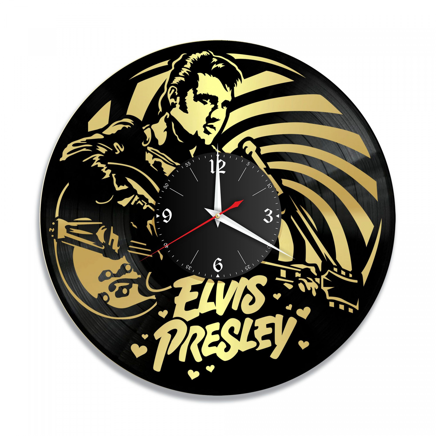 Часы настенные "Элвис Пресли (Elvis Presley), золото" из винила, №1 VC-10194-1