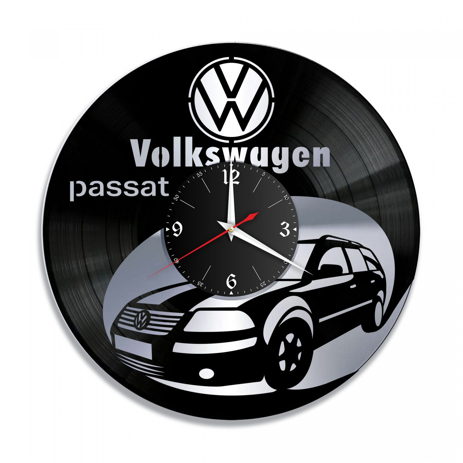 Часы настенные "Volkswagen Passat, серебро" из винила, №4 VC-10837-2