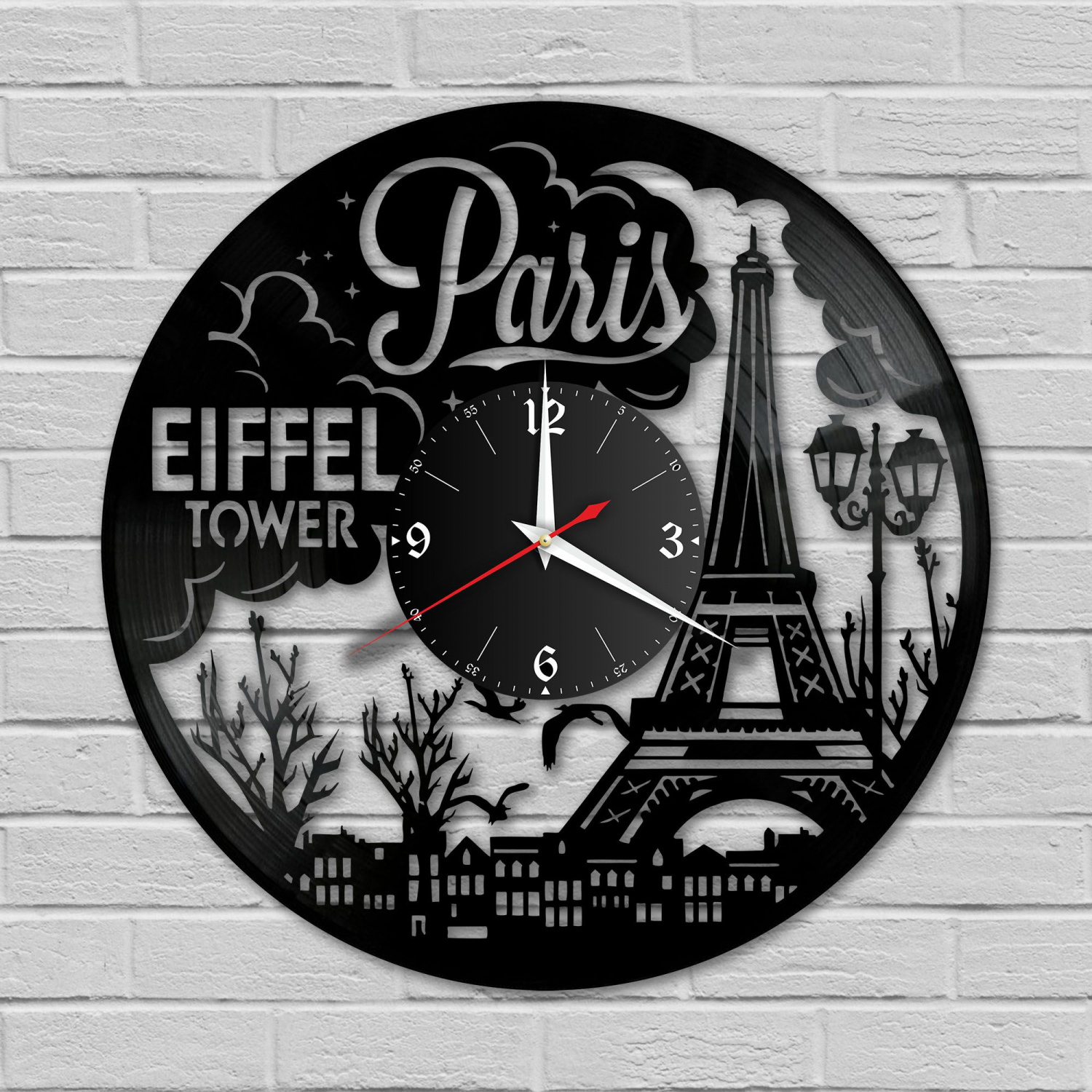 Часы настенные "город Париж" из винила, №4 VC-10484