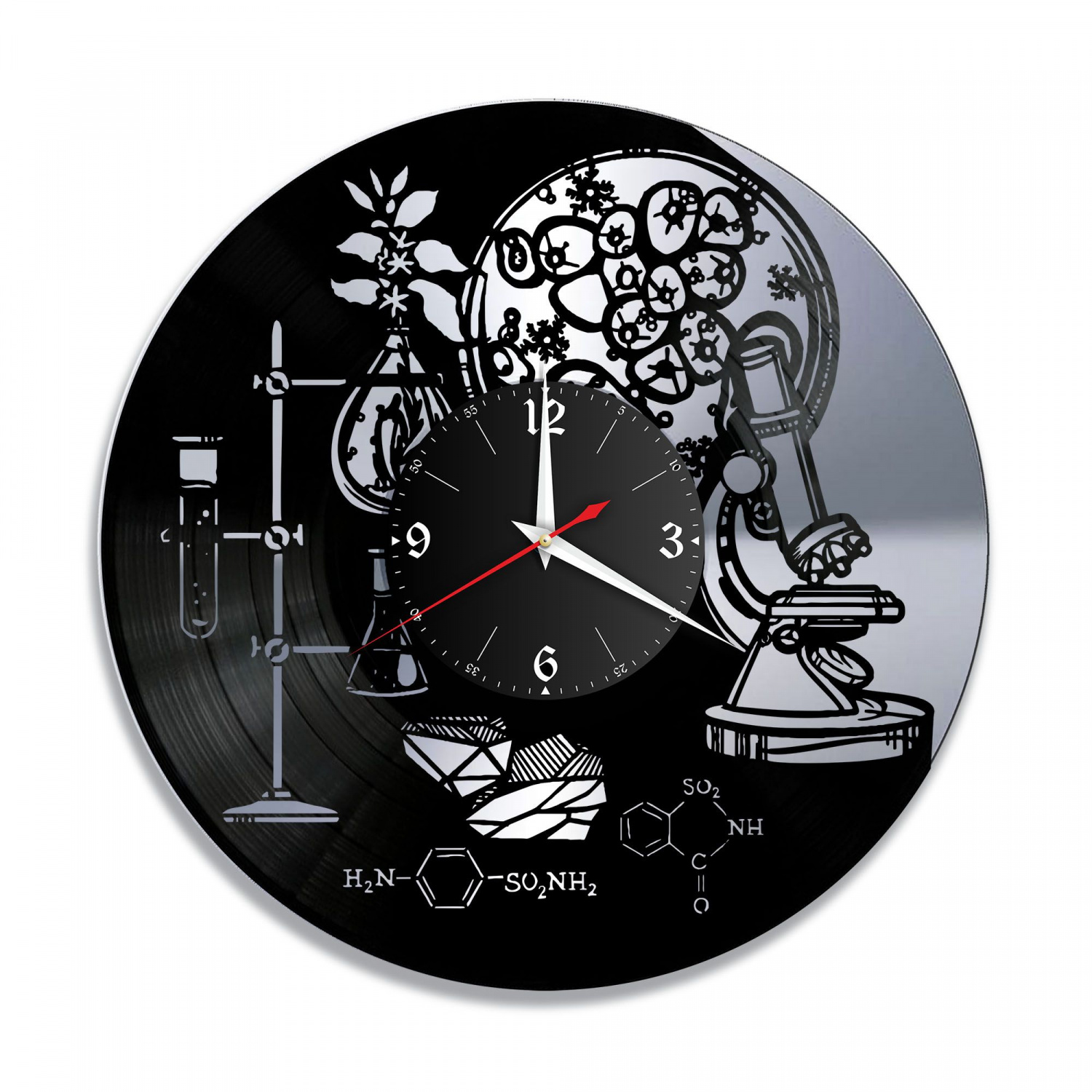 Часы настенные "Химия, серебро" из винила, №1 VC-10659-2