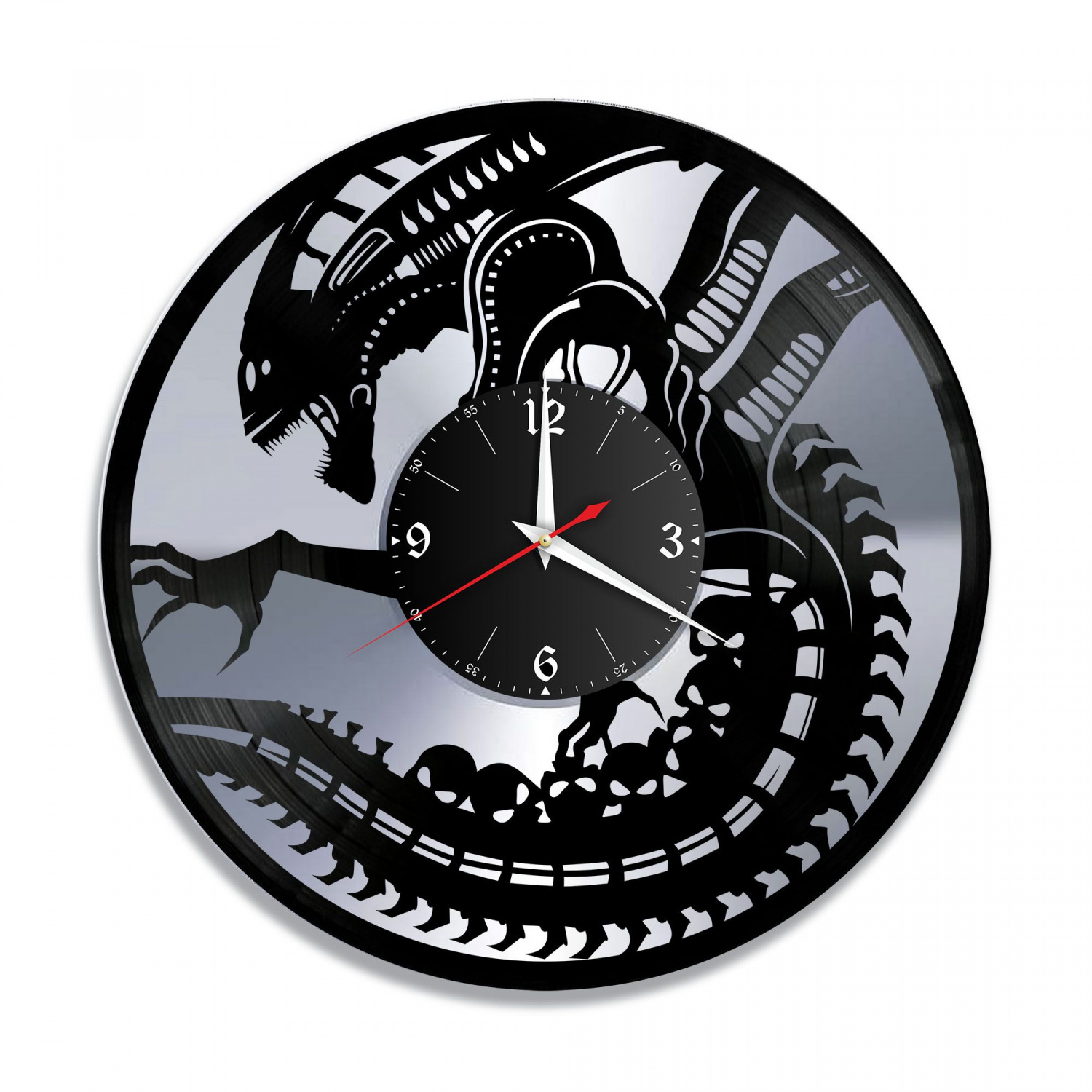 Часы настенные "Дракон, серебро" из винила, №3 VC-12027-2