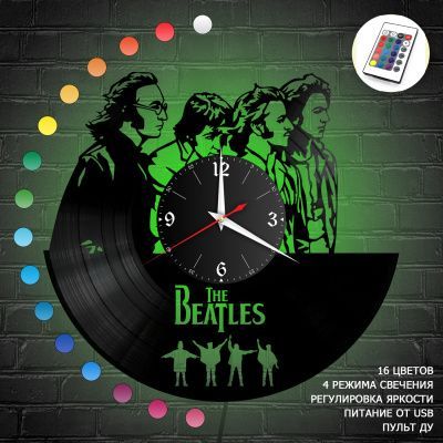 Часы с подсветкой "группа Битлз (The Beatles)" из винила, №8