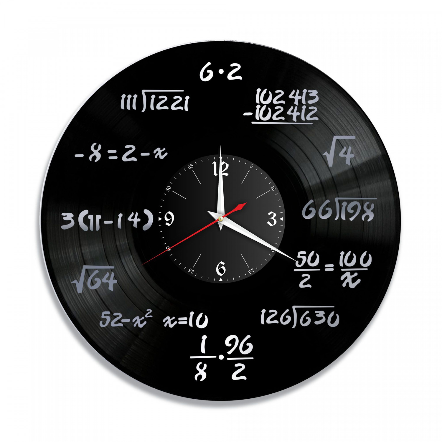 Часы настенные "Математика, серебро" из винила, №1 VC-10648-2