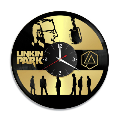 Часы настенные "группа Linkin Park, золото" из винила, №2