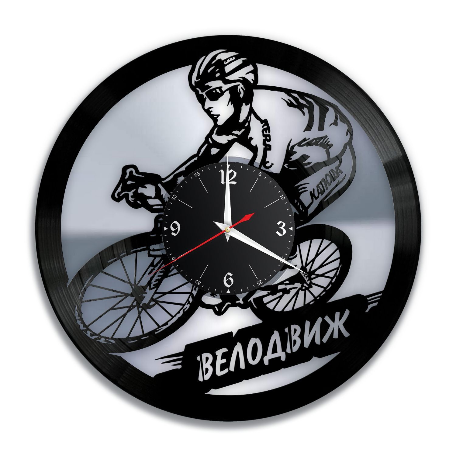 Часы настенные "Велосипед, серебро" из винила, №2 VC-12209-2