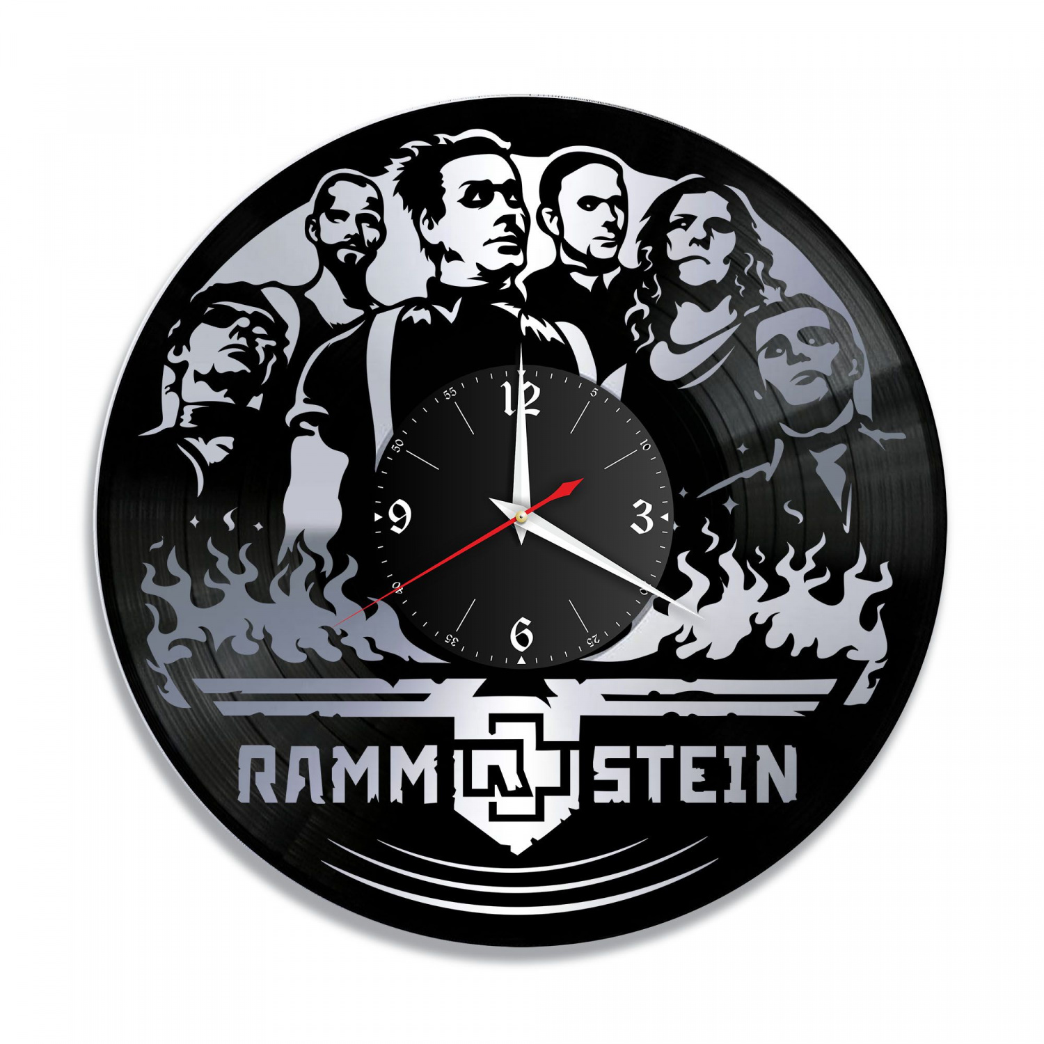 Часы настенные "группа Rammstein, серебро" из винила, №2 VC-10146-2
