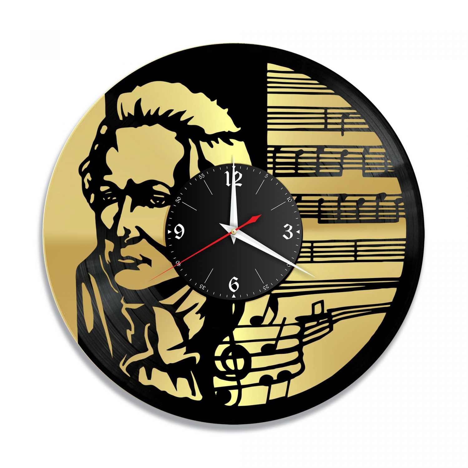 Часы настенные "Вольфганг Амадей Моцарт, золото" из винила, №1 VC-10262-1