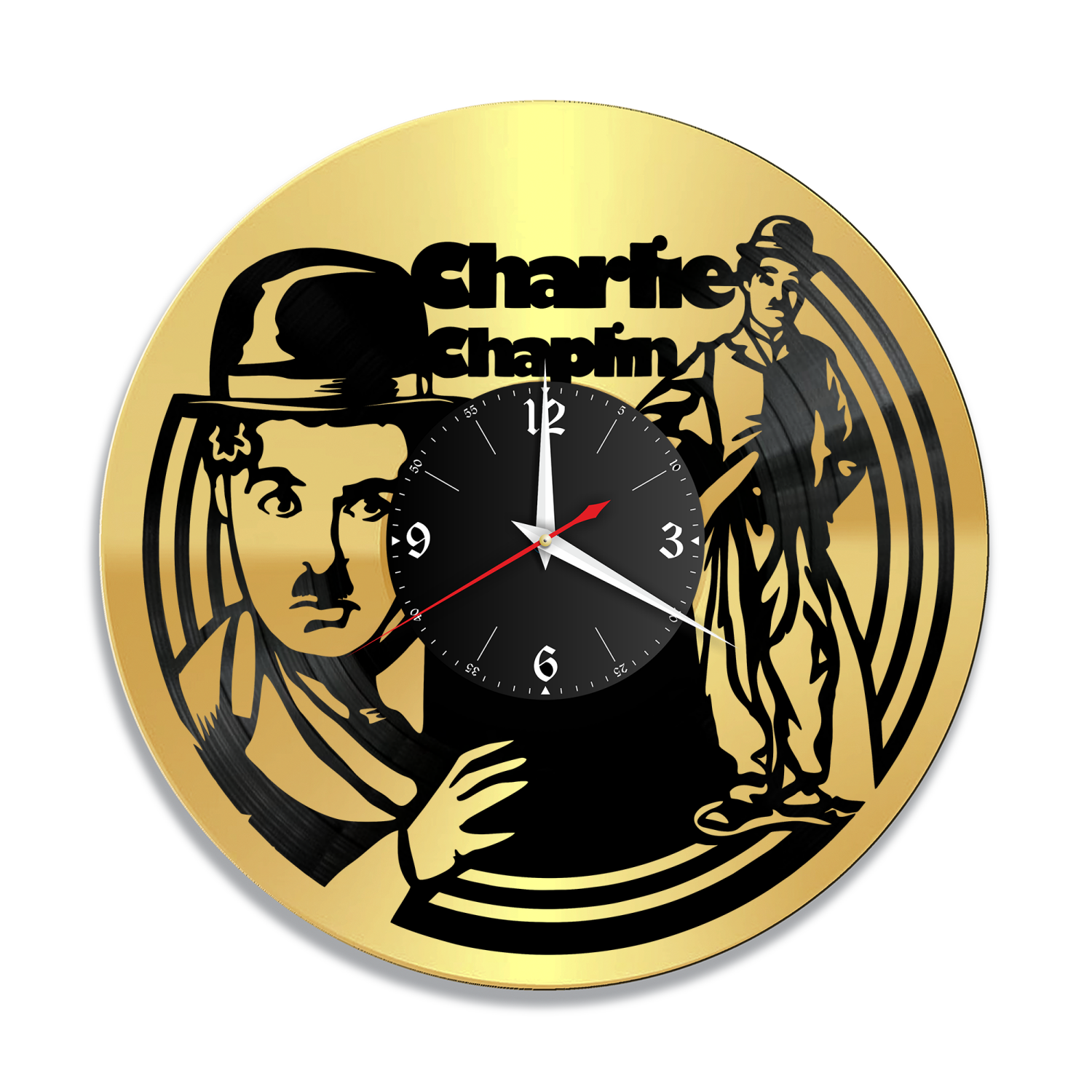 Часы настенные "Чарли Чаплин, золото" из винила, №2 VC-12164-1