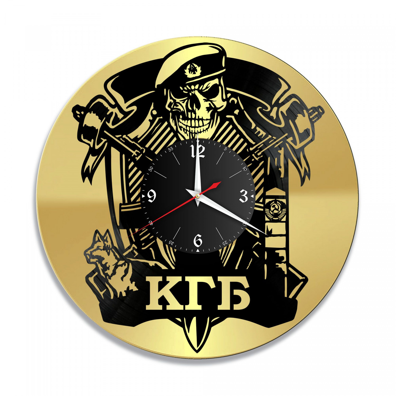 Часы настенные "КГБ, золото" из винила, №1 VC-10578-1
