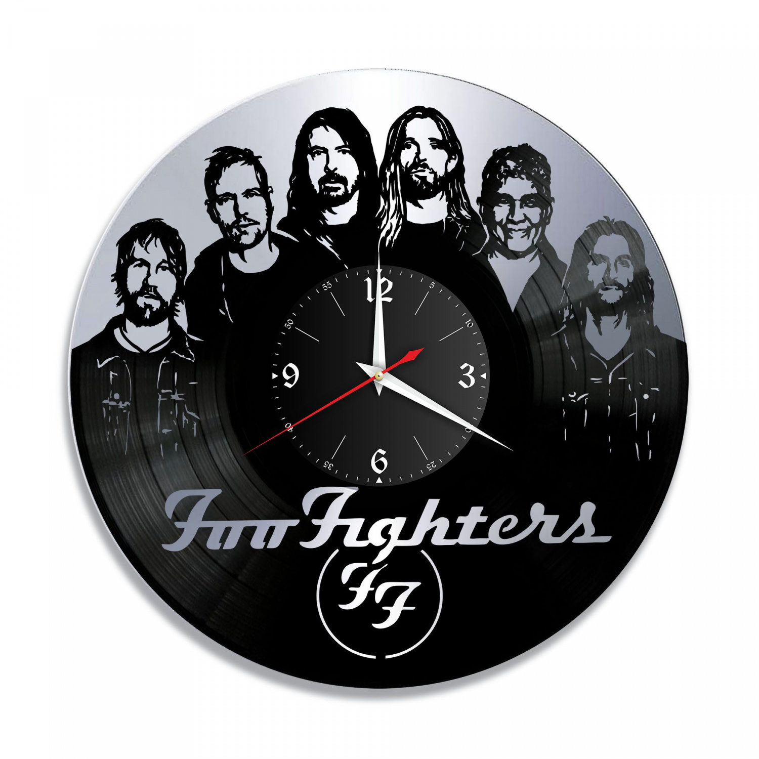 Часы настенные "группа Foo Fighters, серебро" из винила, №1 VC-12003-2