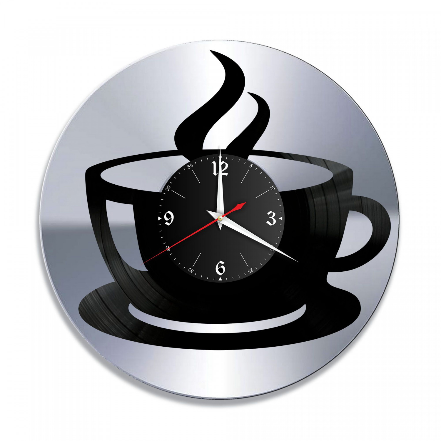 Часы настенные "Кофе, серебро" из винила, №1 VC-10603-2