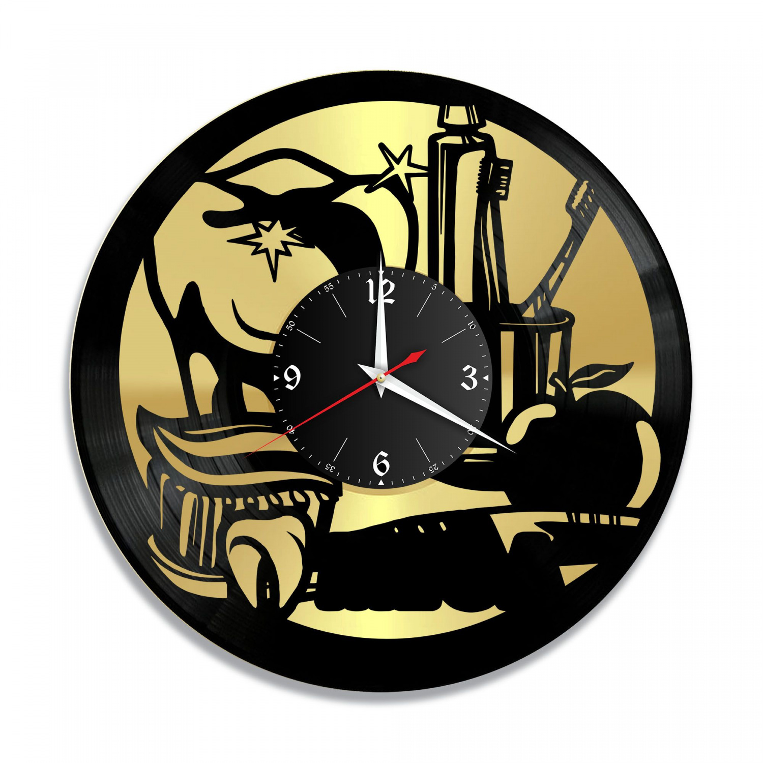 Часы настенные "Стоматолог, золото" из винила, №2 VC-10597-1