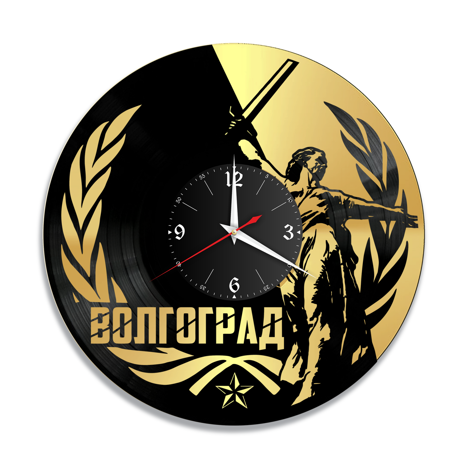 Часы настенные "Город Волгоград, золото" из винила, №1 VC-12113-1