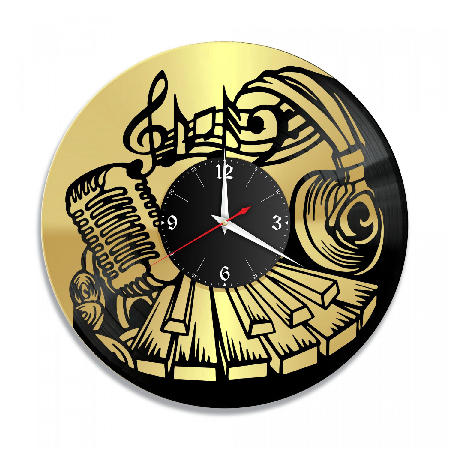 Часы настенные "Музыка, золото" из винила, №17 VC-10887-1