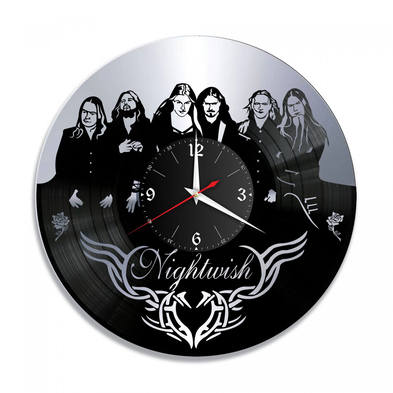 Часы настенные "группа Nightwish, серебро" из винила, №1 VC-10126-2