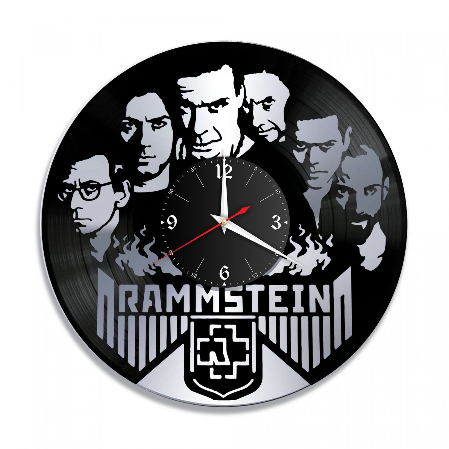 Часы настенные "группа Rammstein, серебро" из винила, №5 VC-10828-2