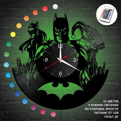 Часы с подсветкой "Бетмен (Batman)" из винила, №7