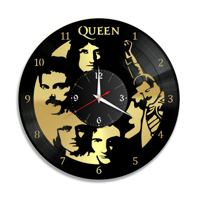 Часы настенные "группа Queen, золото" из винила, №5