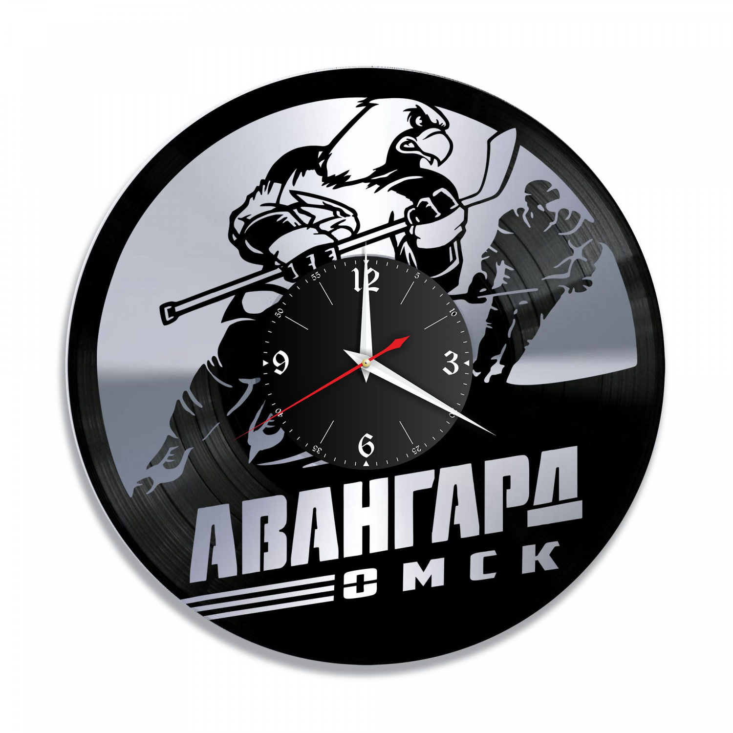 Часы настенные "Авангард Омск, серебро" из винила, №1 VC-10838-2