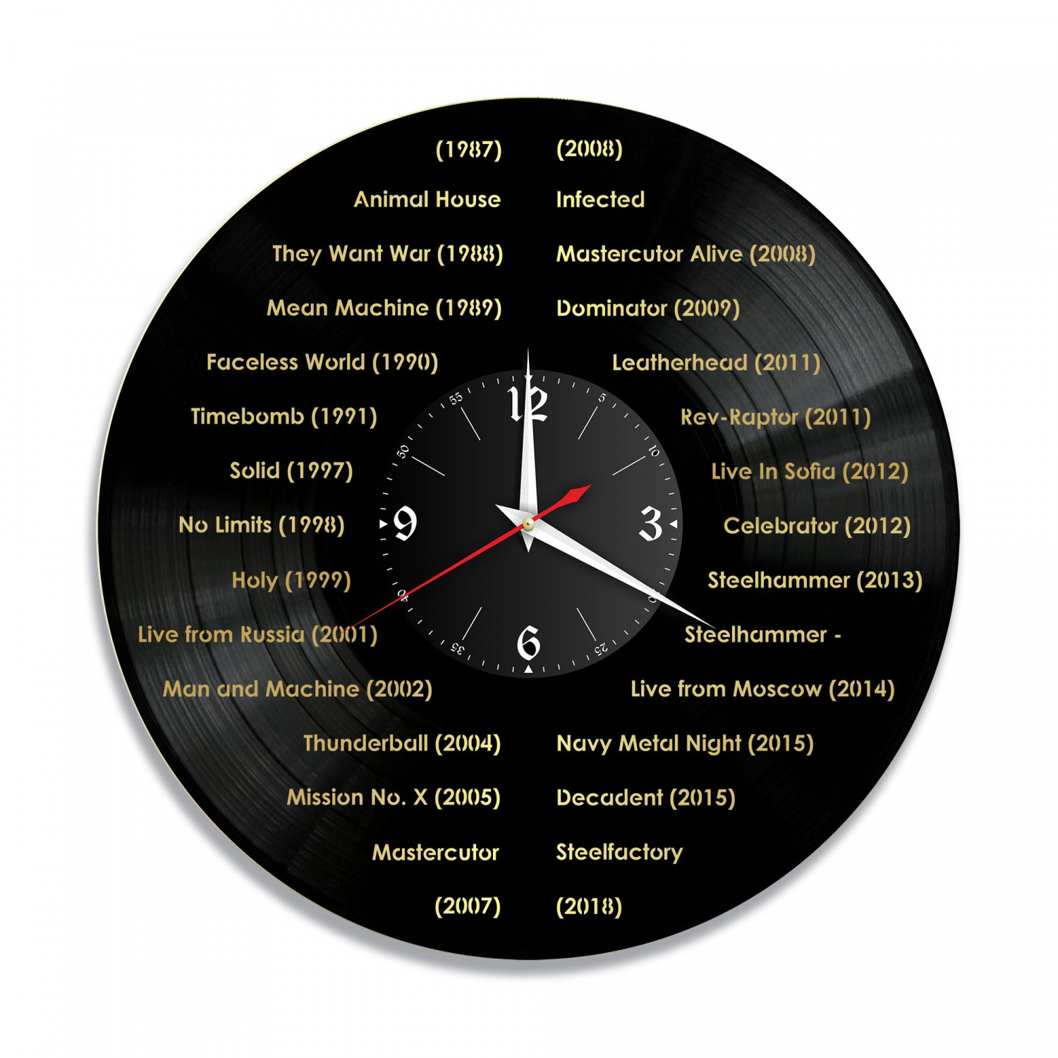 Часы настенные "UDO (Дискография), золото" из винила, №2 VC-10174-1
