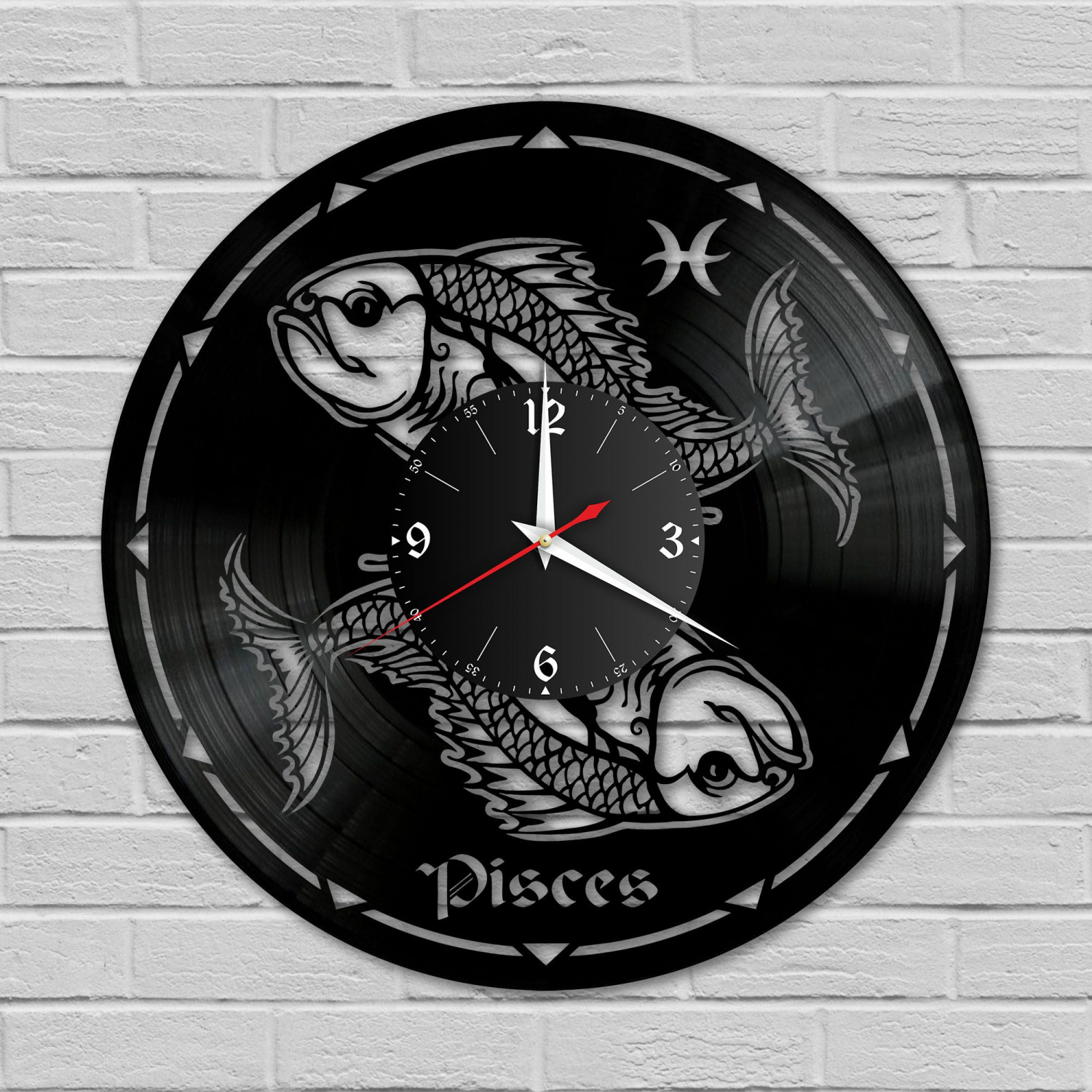 Часы настенные "Знаки Зодиака (Рыбы)" из винила, №12 VC-10389