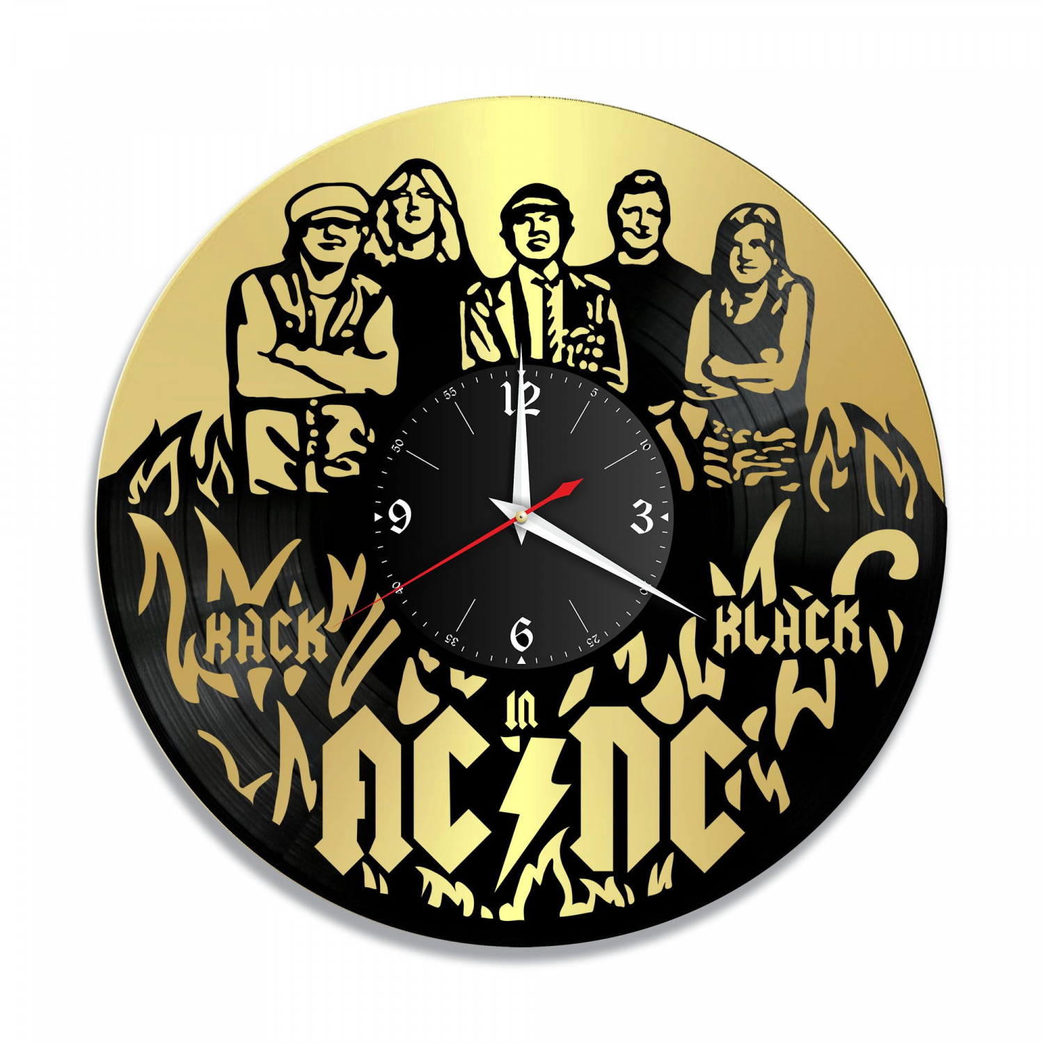 Часы настенные "группа AC DC, золото" из винила, №1 VC-10071-1