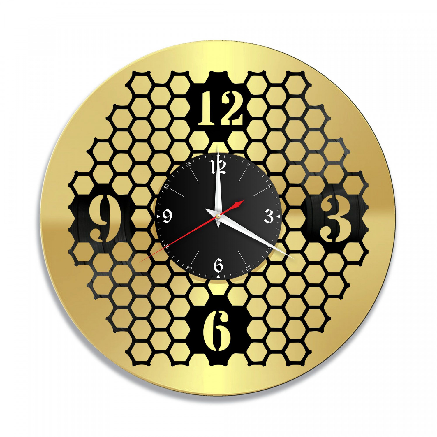 Часы настенные "Соты, золото" из винила, №1 VC-10655-1