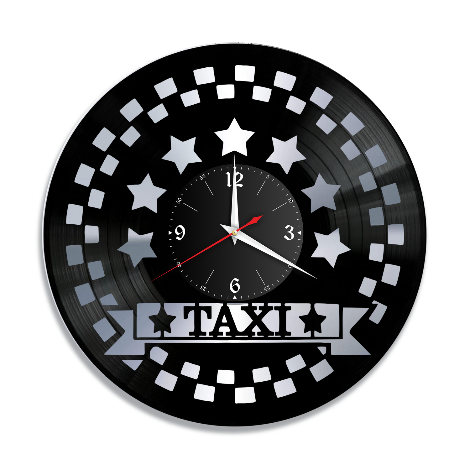 Часы настенные "Такси, серебро" из винила, №1 VC-12156-2