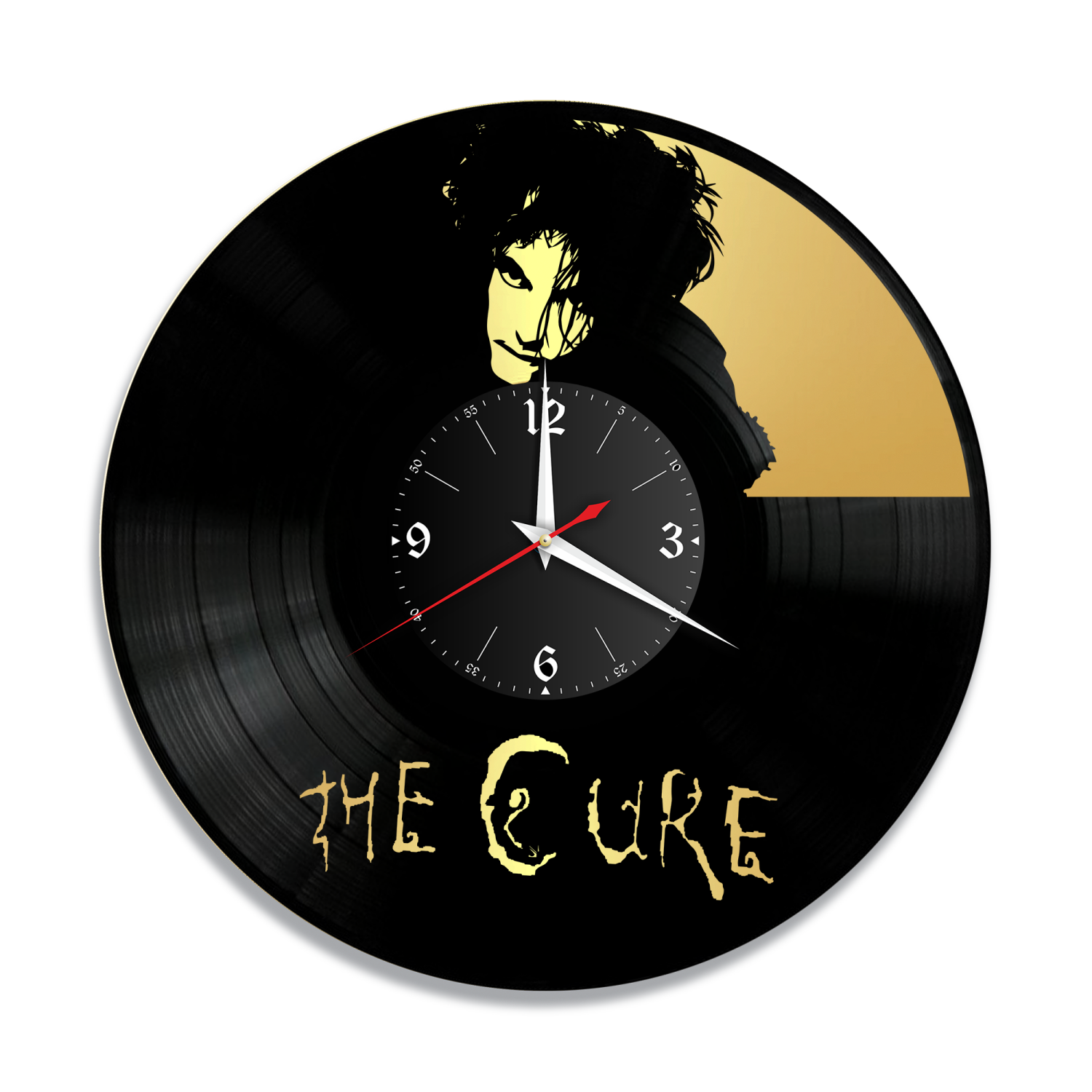 Часы настенные "Группа Cure, золото" из винила, №R1 VC-12116-1