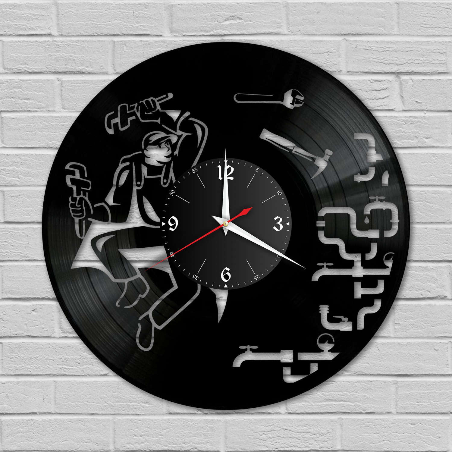 Часы настенные "Сантехник" из винила, №1 VC-10653