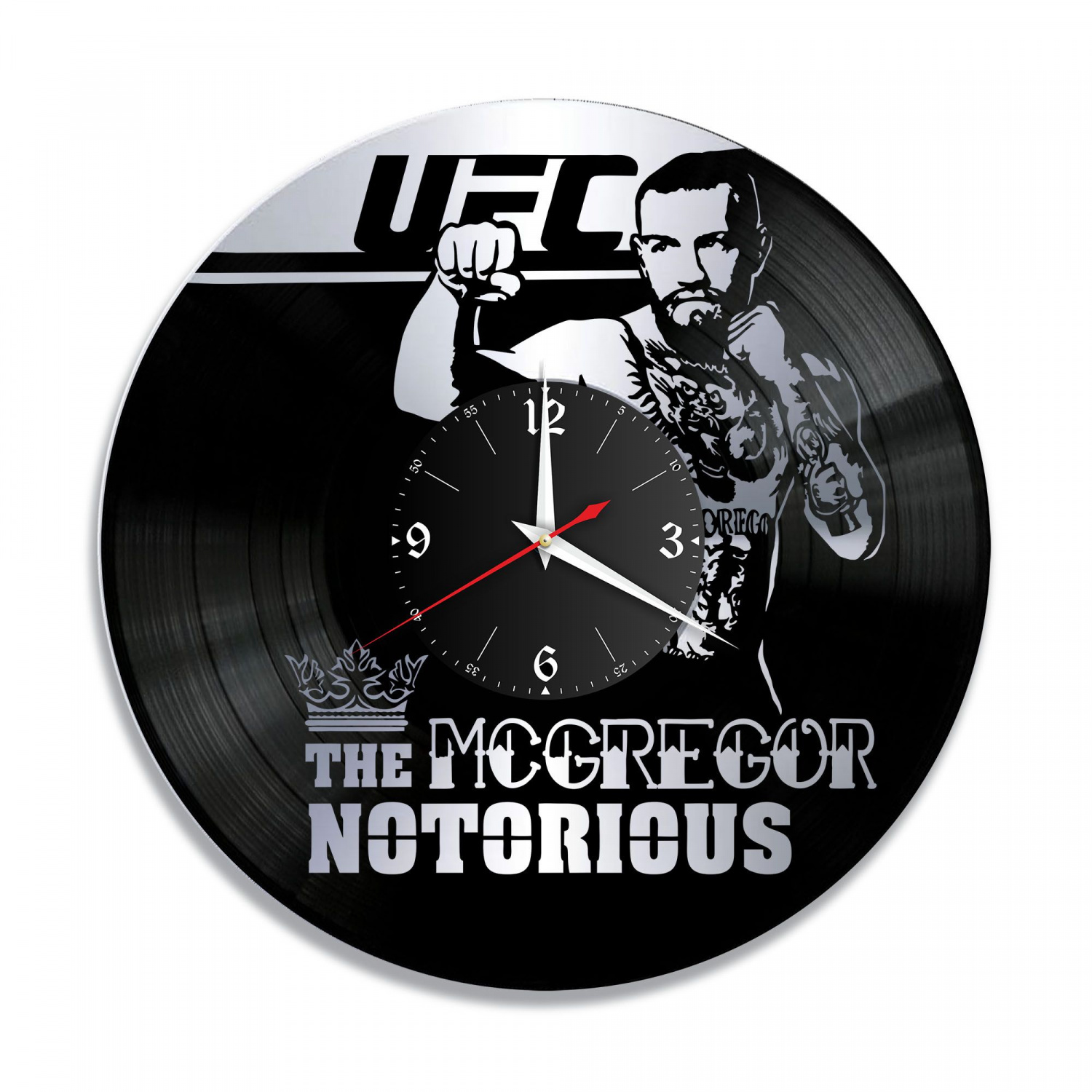 Часы настенные "Conor McGregor, серебро" из винила, №1 VC-10552-2