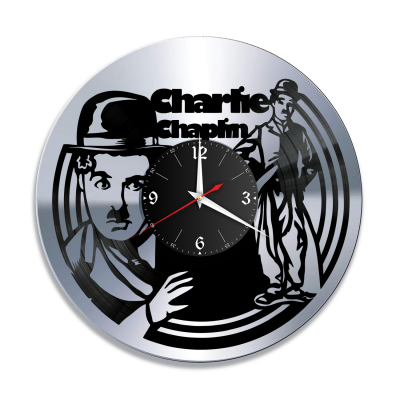 Часы настенные "Чарли Чаплин, серебро" из винила, №2