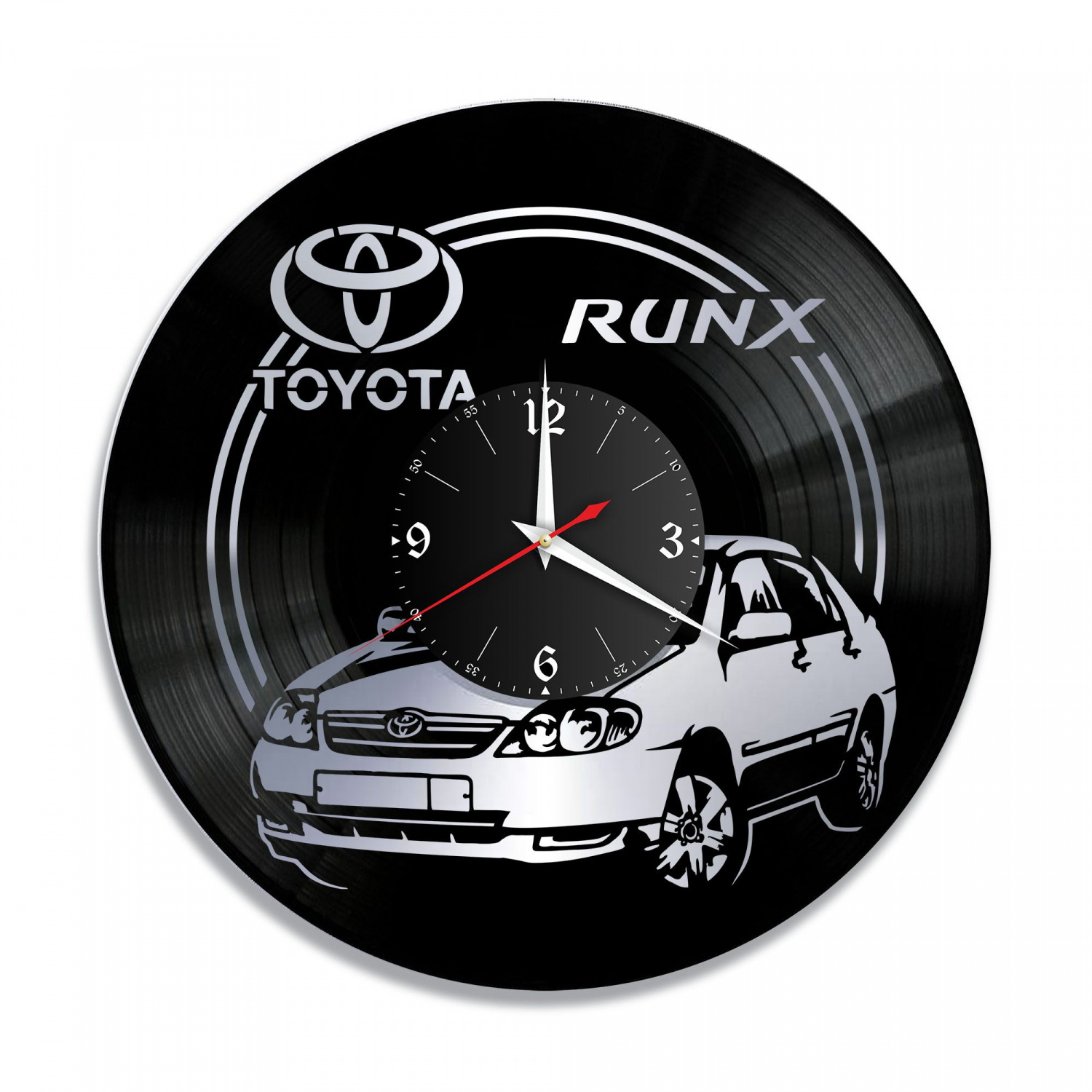 Часы настенные "Toyota RUNX, серебро" из винила, №4 VC-10836-2