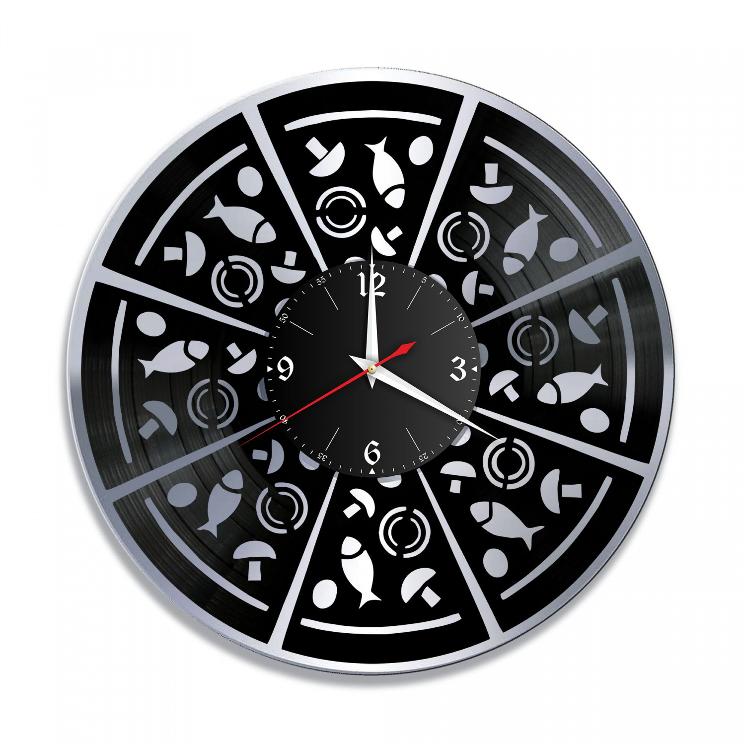 Часы настенные "Пиццерия, серебро" из винила, №1 VC-10595-2