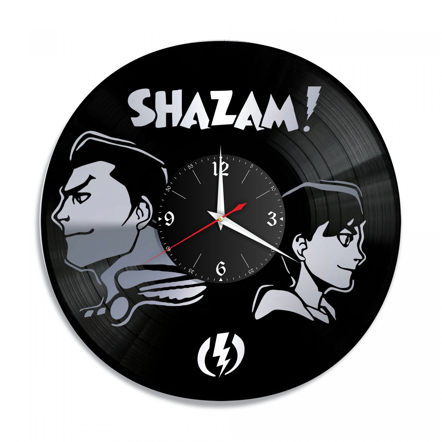 Часы настенные "Shazam, серебро" из винила, №1 VC-10312-2