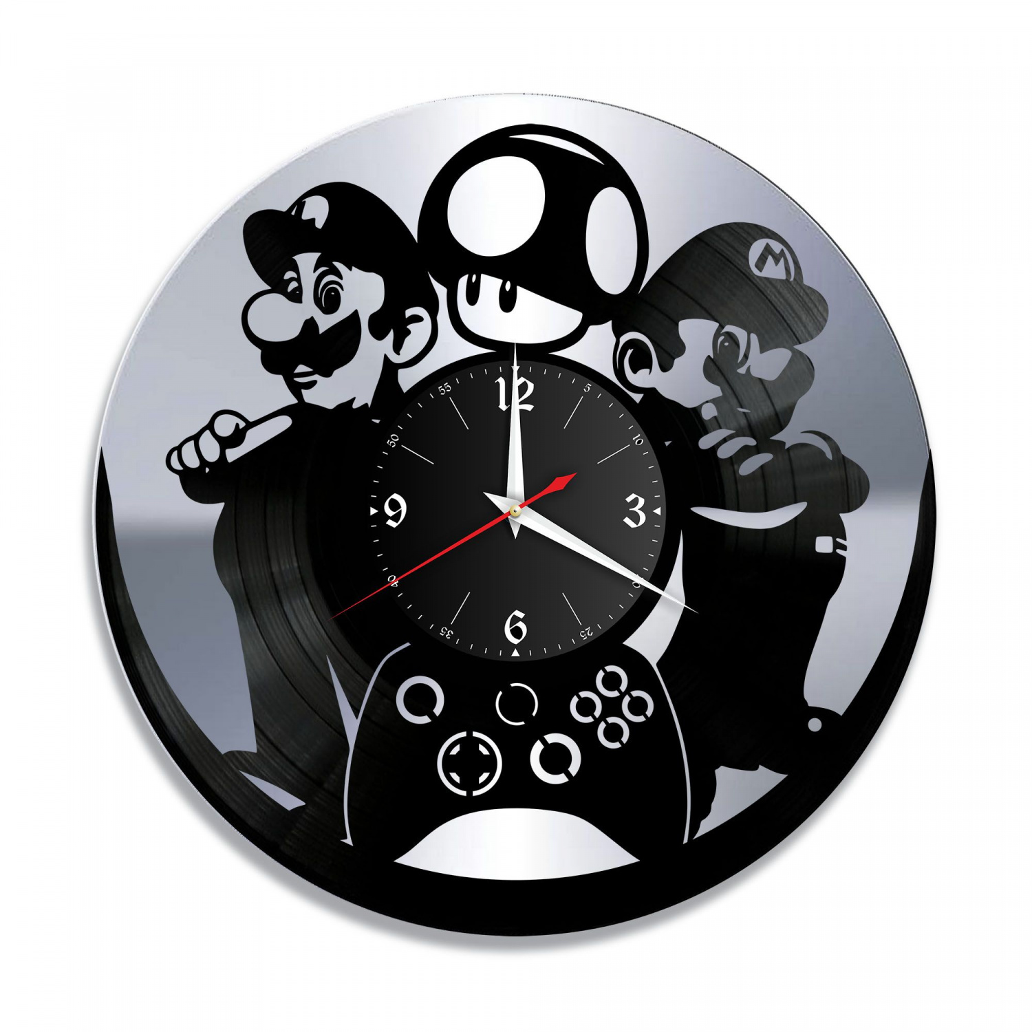 Часы настенные "Супер Марио, серебро" из винила, №2 VC-10572-2